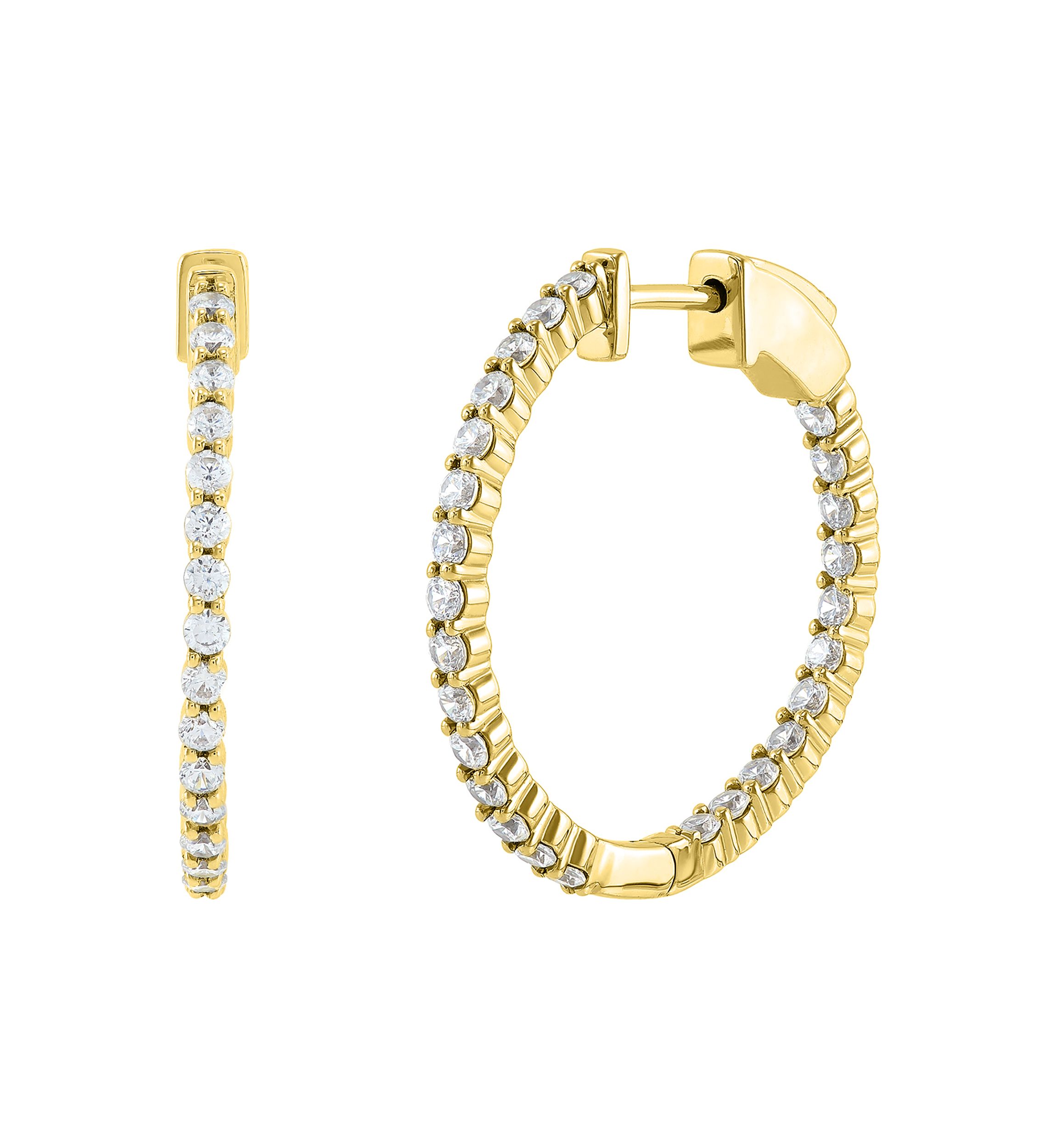  1 ct. t.w. Lab Created Diamond  Hoop Earrings in 10K Yellow Gold
