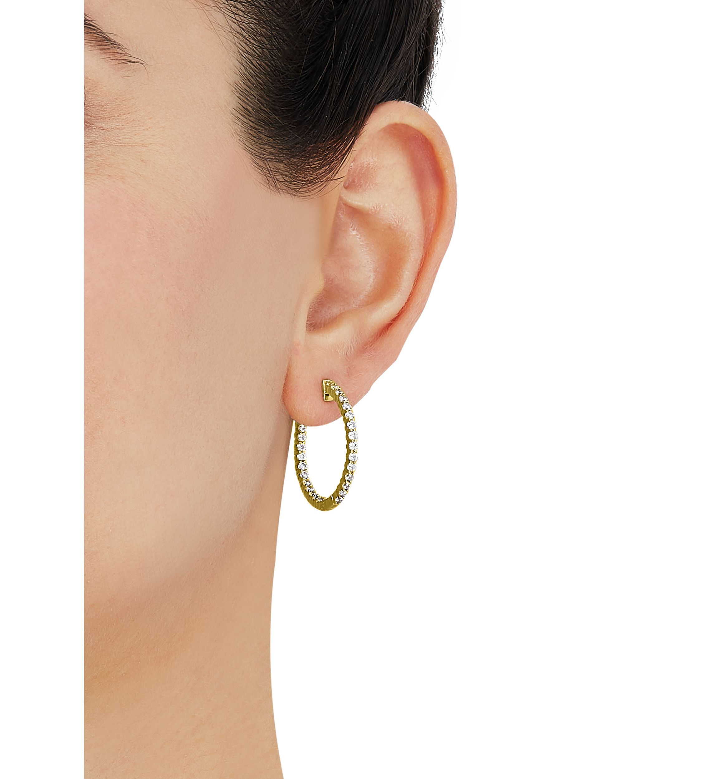  1 ct. t.w. Lab Created Diamond  Hoop Earrings in 10K Yellow Gold