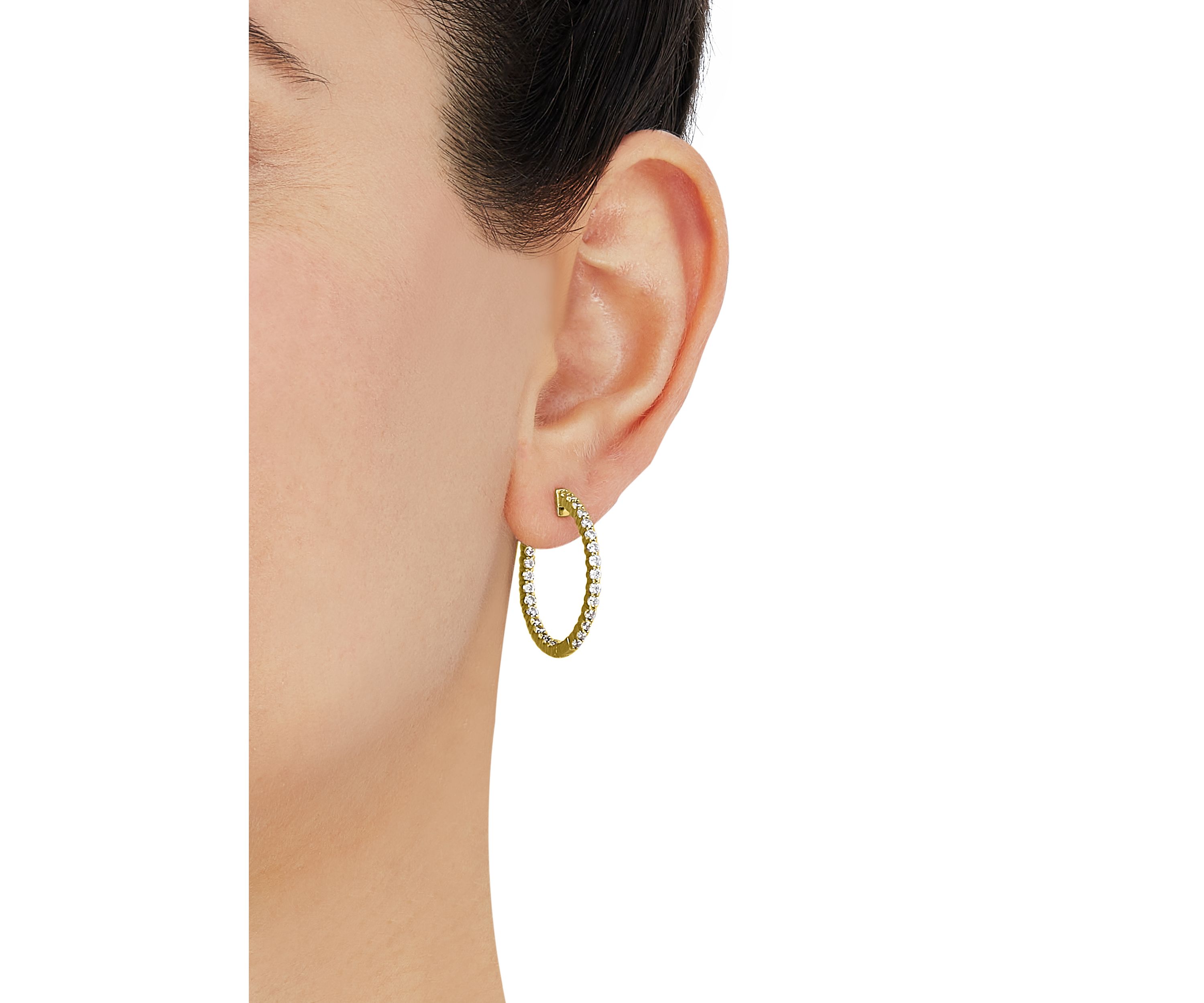  1 ct. t.w. Lab Created Diamond  Hoop Earrings in 10K Yellow Gold