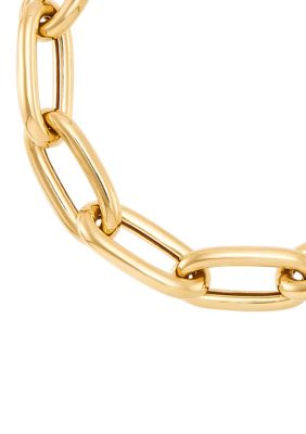 Belk & Co Sterling Silver/10K Yellow Gold Bonded Hollow Oval Link Bracelet, 7.5 in