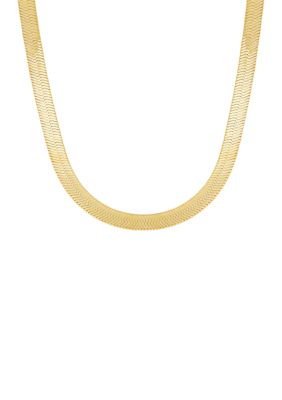 Belk & Co Sterling Silver/10K Yellow Gold Bonded Solid Herringbone Chain, Silver, 18 in