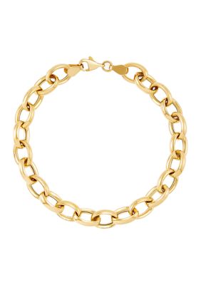 Belk & Co Sterling Silver/10K Yellow Gold Bonded Oval Link Bracelet, Silver, 8.25 in