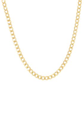 Belk & Co Hollow Cuban Chain in 10K Yellow Gold over Sterling Silver, 18 in