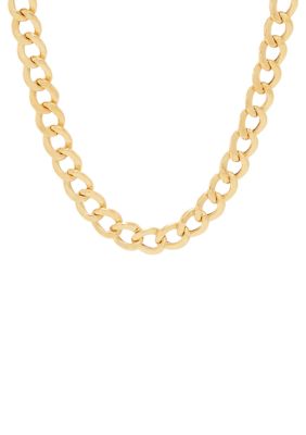 Belk & Co Hollow Cuban Chain in Sterling Silver and 10K Yellow Gold