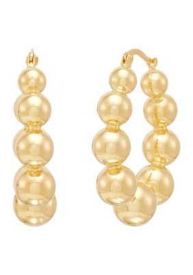 Belk & Co Sterling Silver/10K Yellow Gold Bonded Graduated Bead Hoop Earrings, Silver
