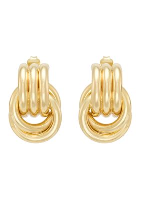Belk & Co Sterling Silver/10K Yellow Gold Bonded Doorknocker Stud Earrings, Silver