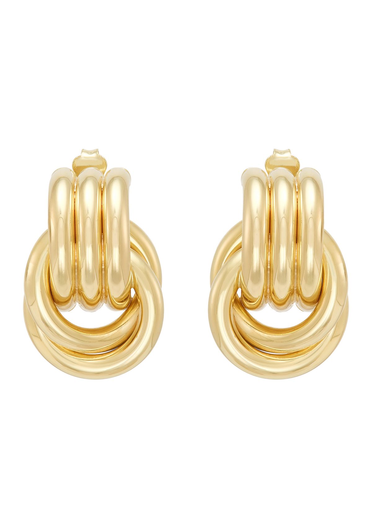 Doorknocker Stud Earrings in Sterling Silver and 10K Yellow Gold