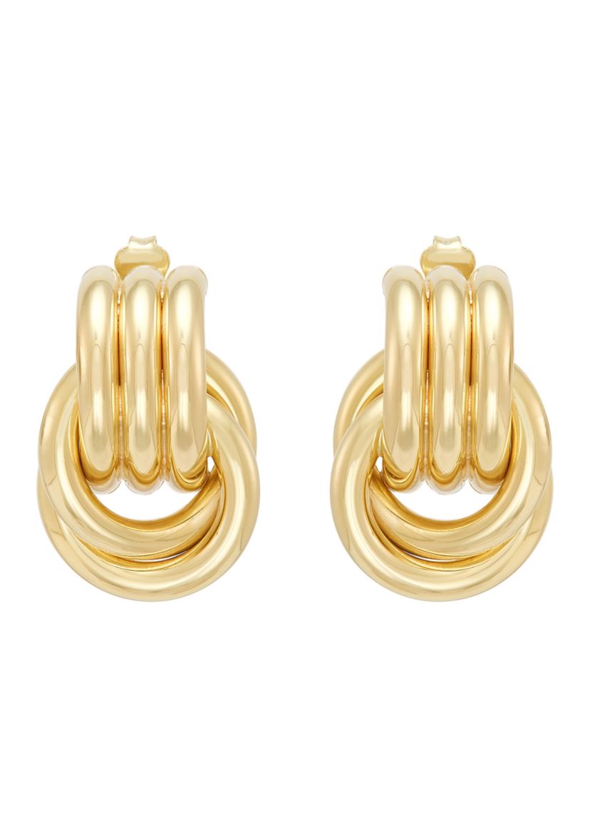 Doorknocker Stud Earrings in Sterling Silver and 10K Yellow Gold