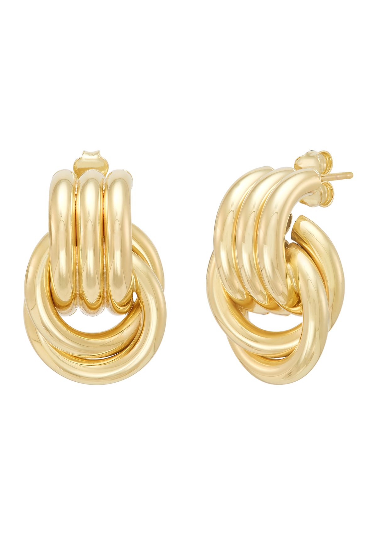 Doorknocker Stud Earrings in Sterling Silver and 10K Yellow Gold