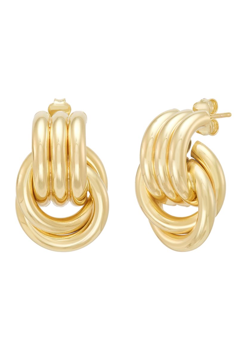 Doorknocker Stud Earrings in Sterling Silver and 10K Yellow Gold