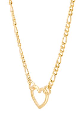 Belk & Co Sterling Silver/10K Yellow Gold Bonded Center Heart Necklace, Silver, 18 in