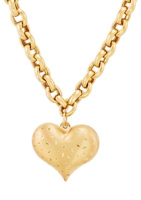 Belk & Co Sterling Silver/10K Yellow Gold Bonded Gold Puff Heart Necklace, Silver, 18 in