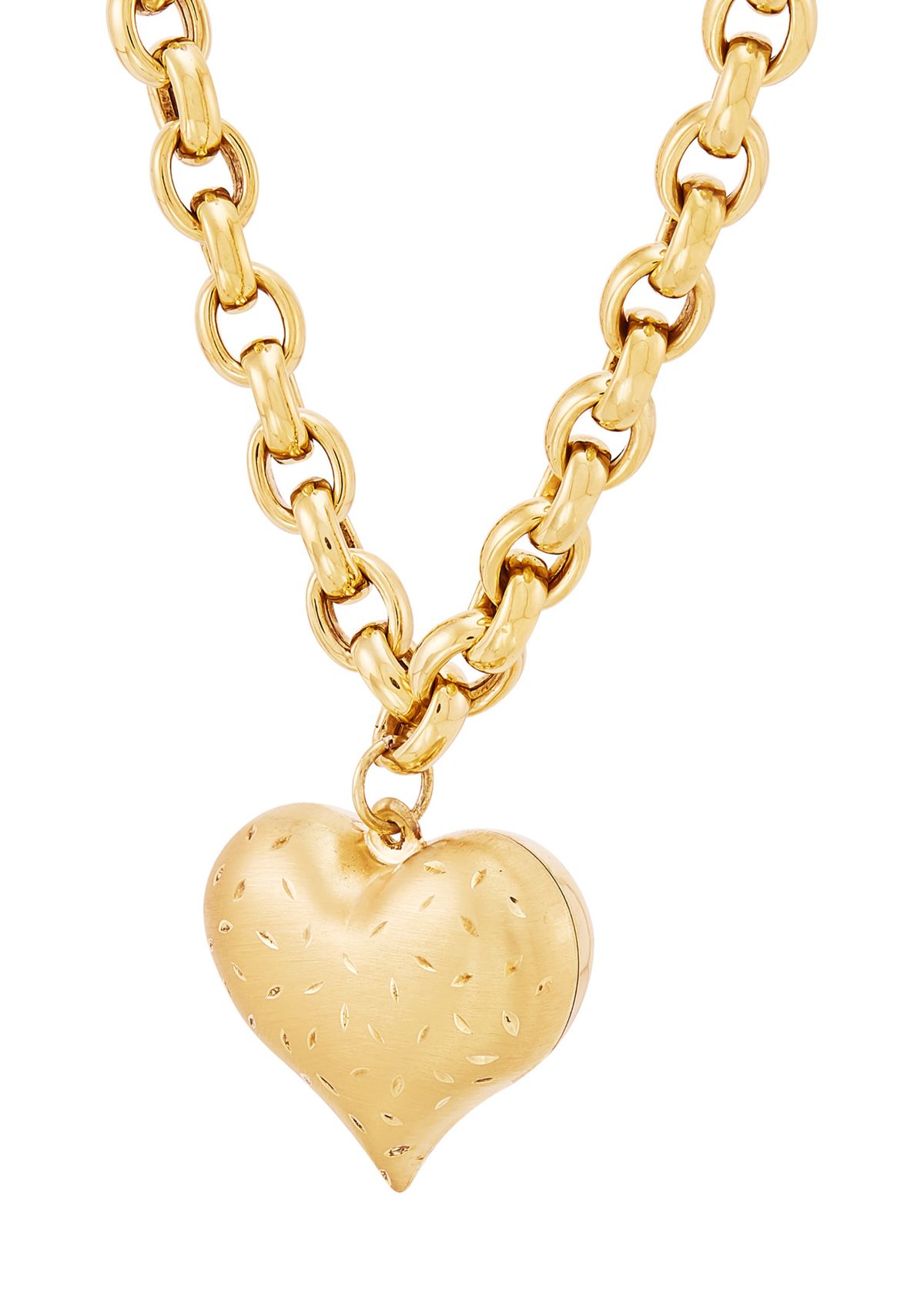 Puff Heart Necklace in Gold Over Silver