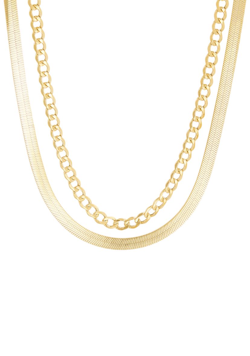 Double Layers Necklace in Gold Over Silver
