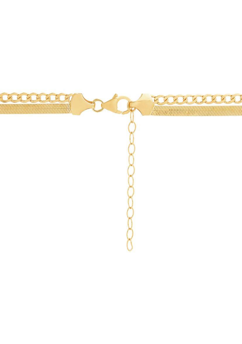 Double Layers Necklace in Gold Over Silver