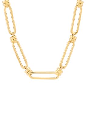 Belk & Co Sterling Silver/10K Yellow Gold Bonded Paperclip and Roundella Link Necklace, Silver, 18 in
