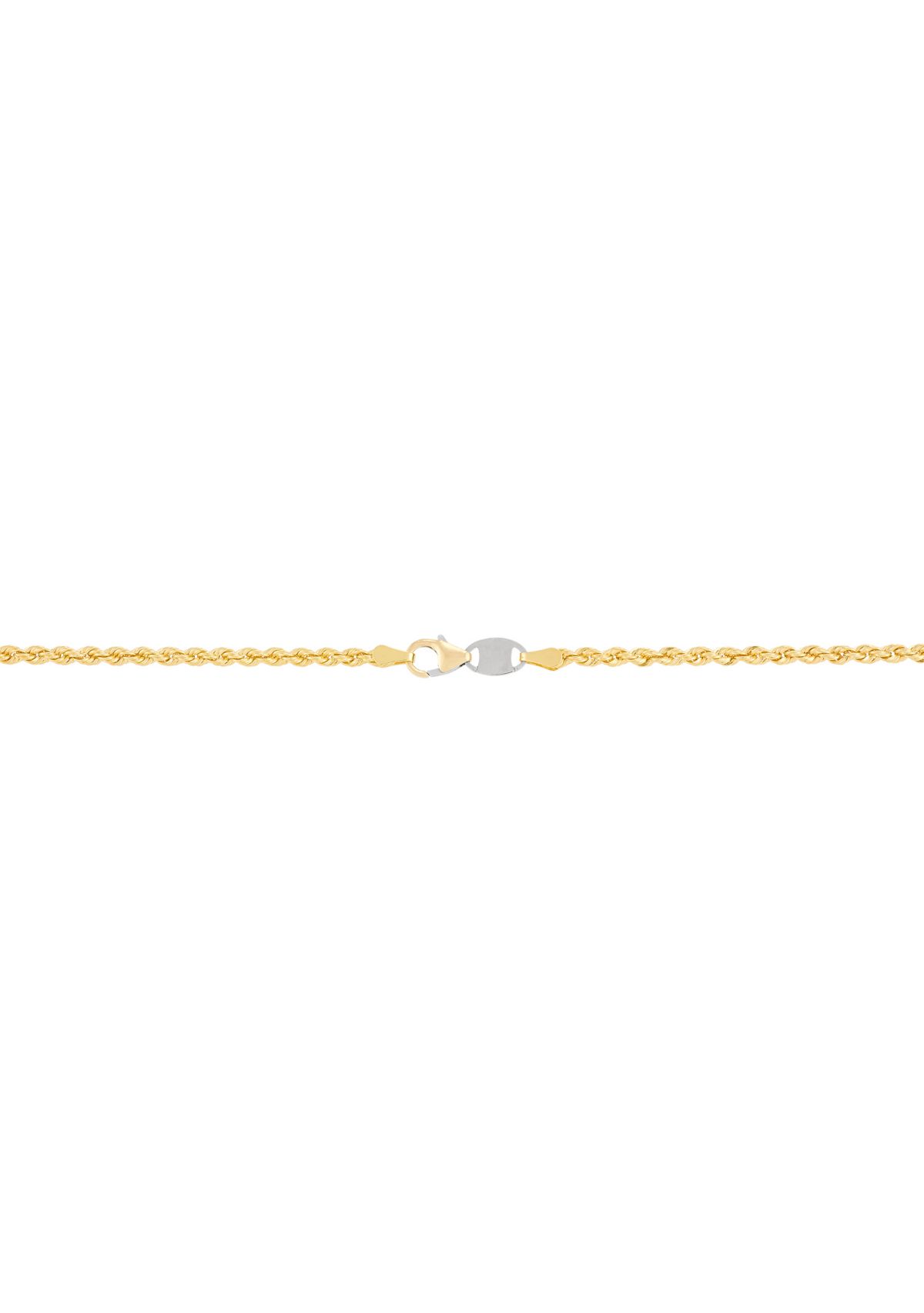 Cross Pendant with 20" Rope Chain in Gold Over Silver