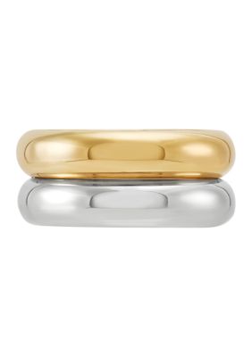 Belk & Co Sterling Silver/10K Yellow Gold Bonded Double Rows Bold Band, Silver, 7