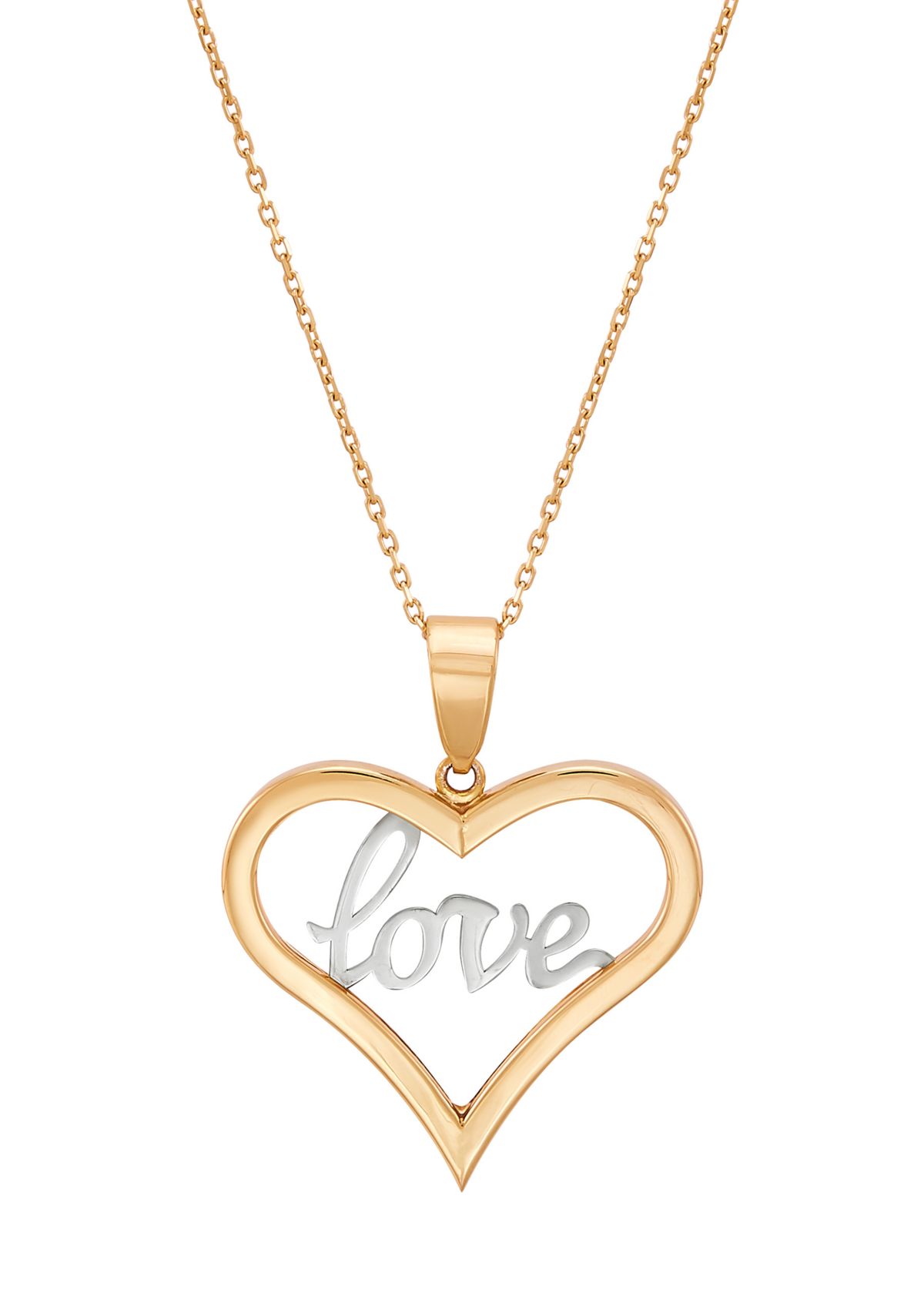 Open Heart Pendant with 18" Frozatina Gold Over Silver Chain