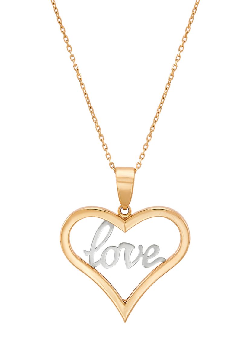 Open Heart Pendant with 18" Frozatina Gold Over Silver Chain