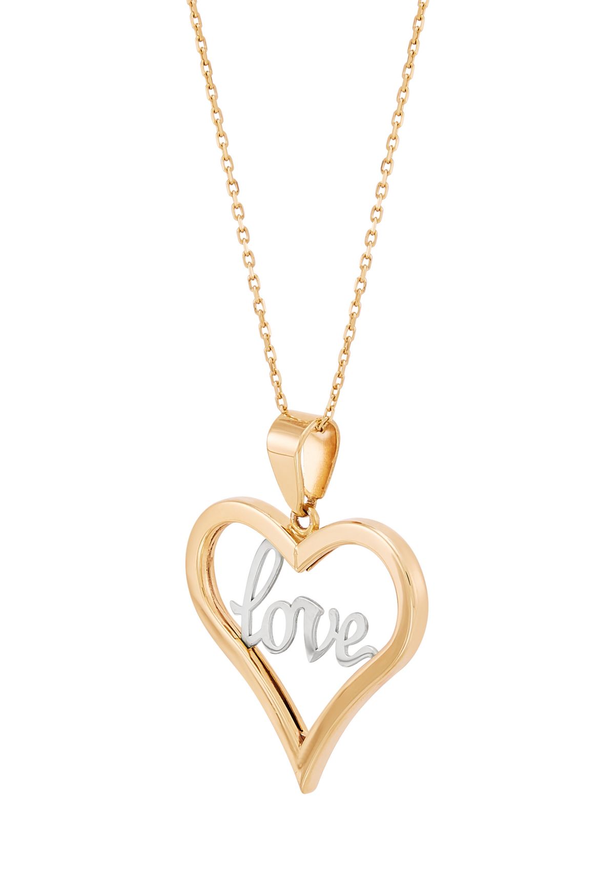 Open Heart Pendant with 18" Frozatina Gold Over Silver Chain