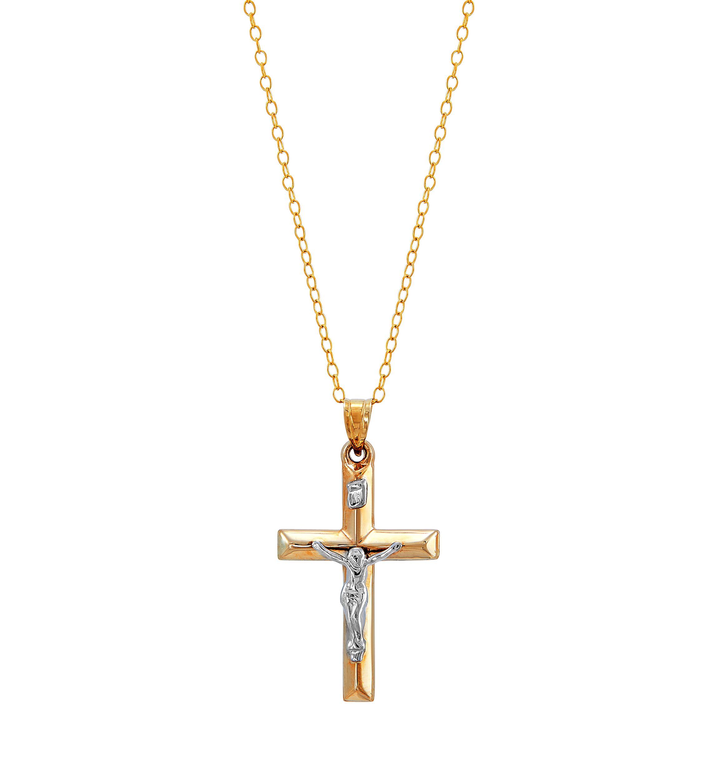 Crucifix Knife Pendant in 14K Two-Tone Gold