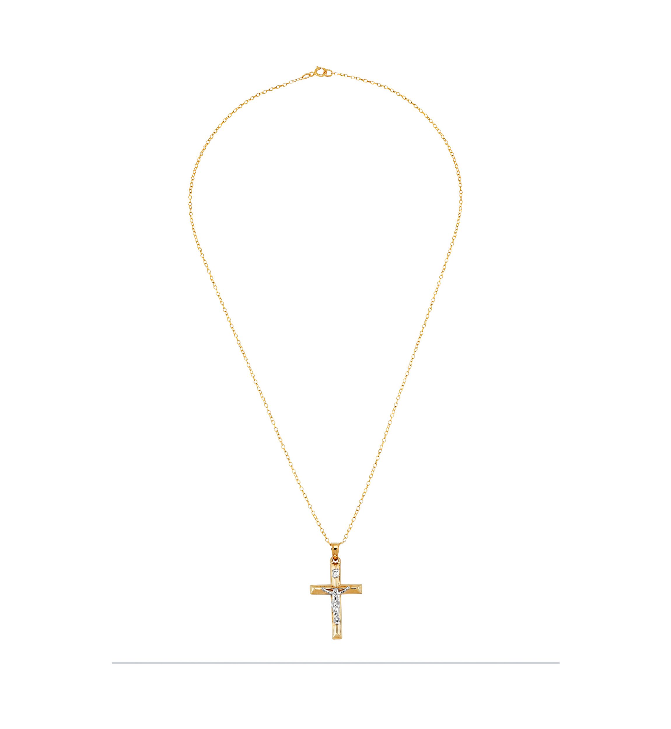 Crucifix Knife Pendant in 14K Two-Tone Gold