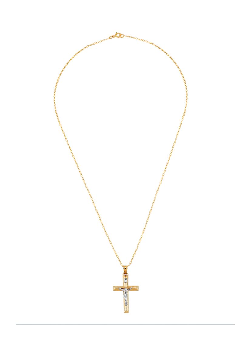 Crucifix Knife Pendant in 14K Two-Tone Gold