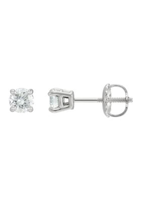 Belk & Co. 1/2 ct. t.w. Princess Cut Diamond Stud Earrings in 14K White ...