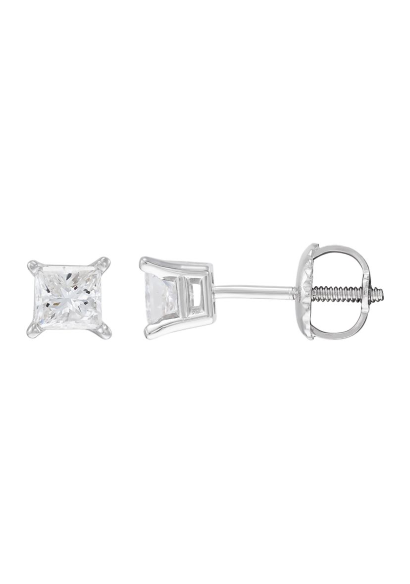 1/2 ct. t.w. Princess Cut Diamond Stud Earrings in 14K White Gold 