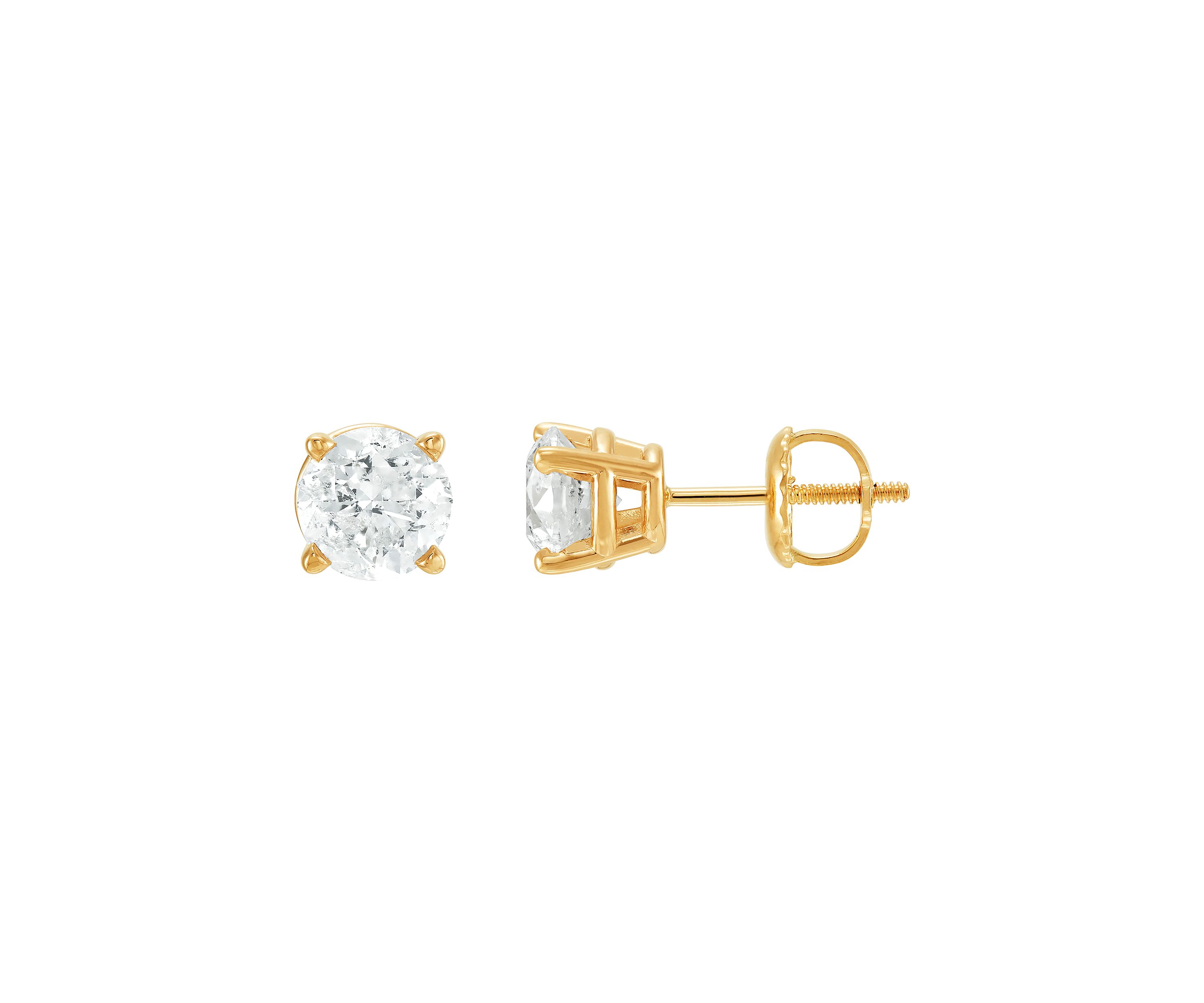 1.5 ct. t.w. Solitaire Diamond Stud Earrings in 14K Yellow Gold 