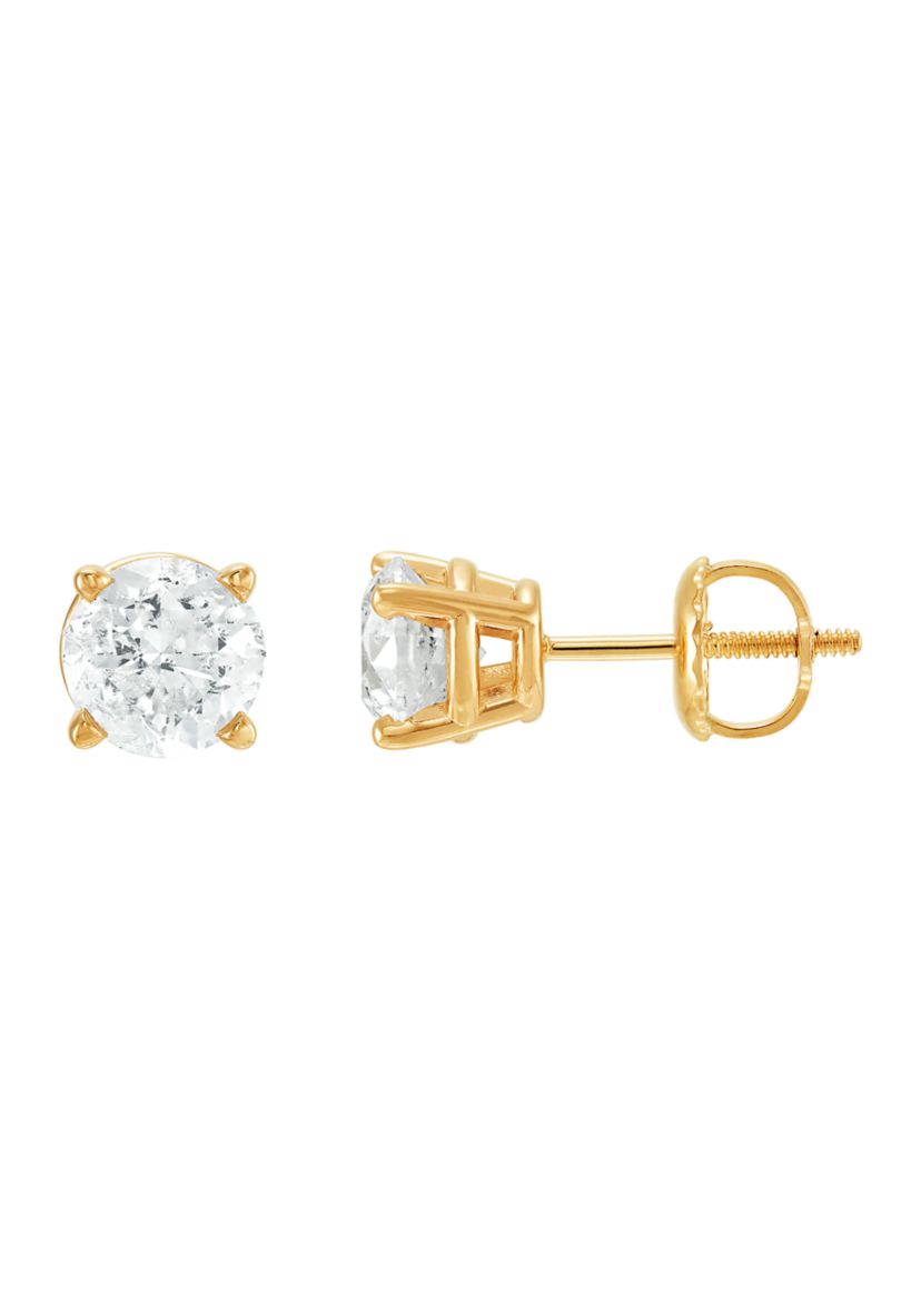 1.5 ct. t.w. Solitaire Diamond Stud Earrings in 14K Yellow Gold 