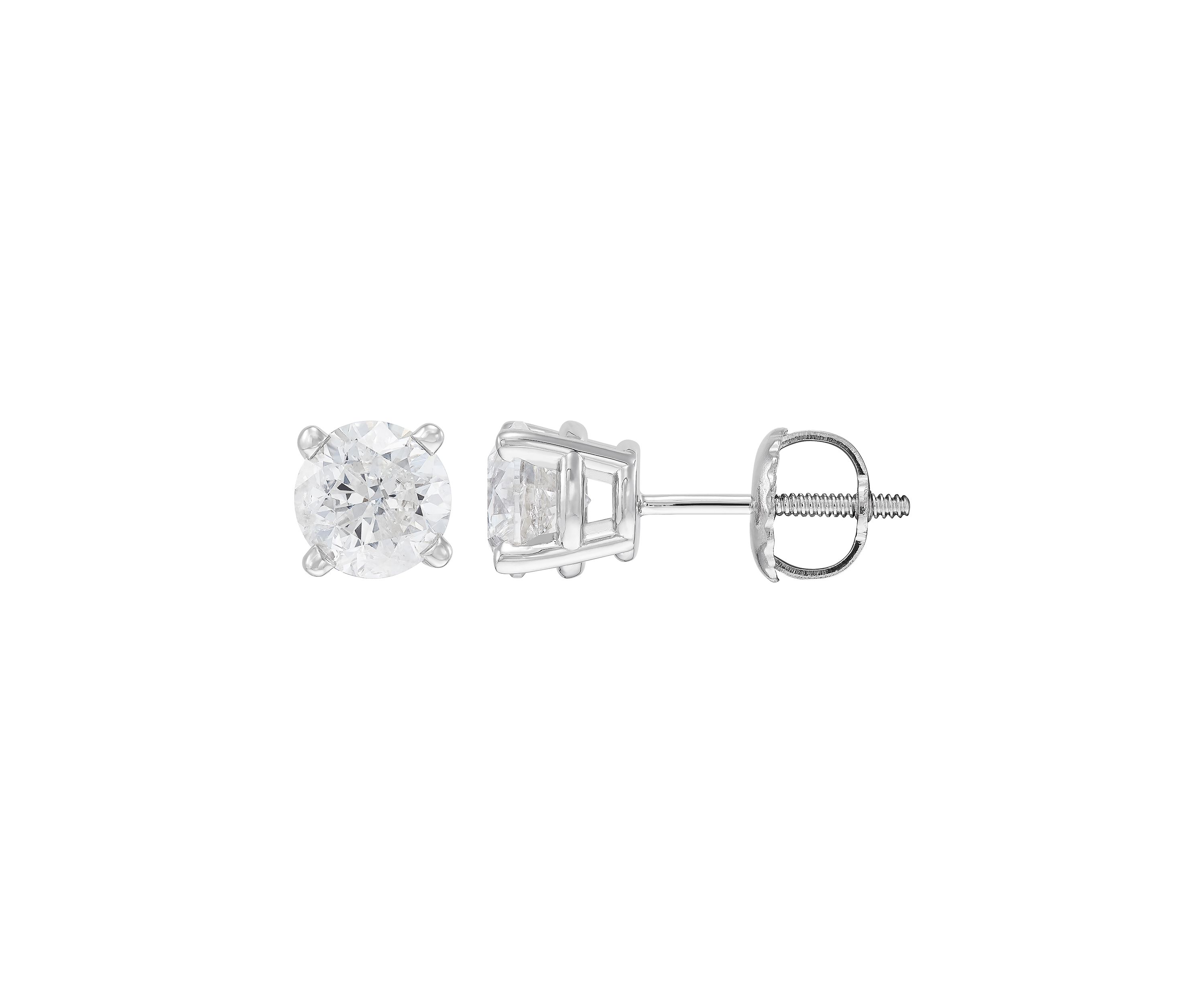 1.5 ct. t.w. Solitaire Diamond Stud Earrings in 14K White Gold
