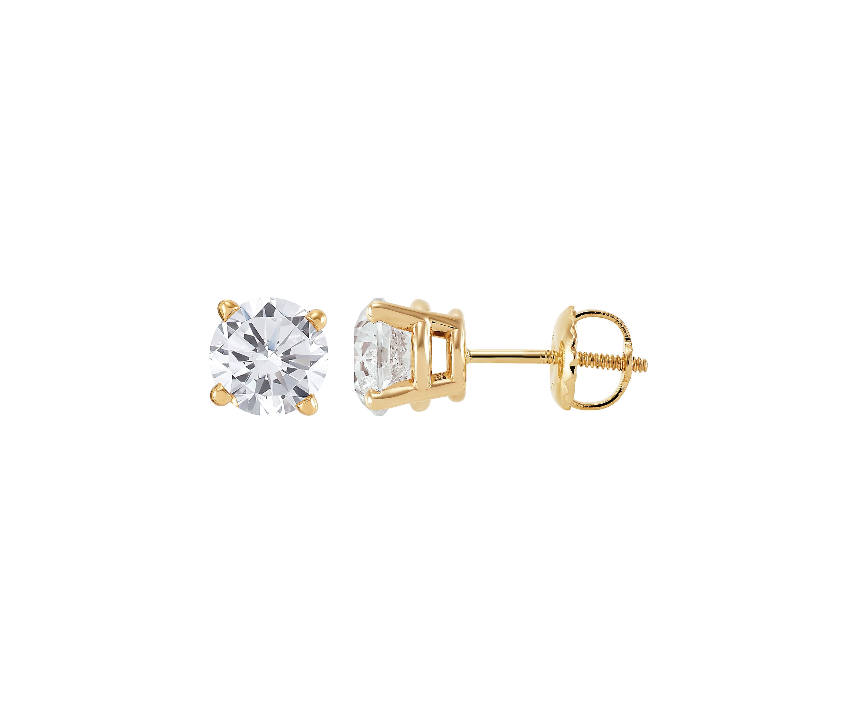 2 ct. t.w. Solitaire Diamond Stud Earrings in 14K Yellow Gold