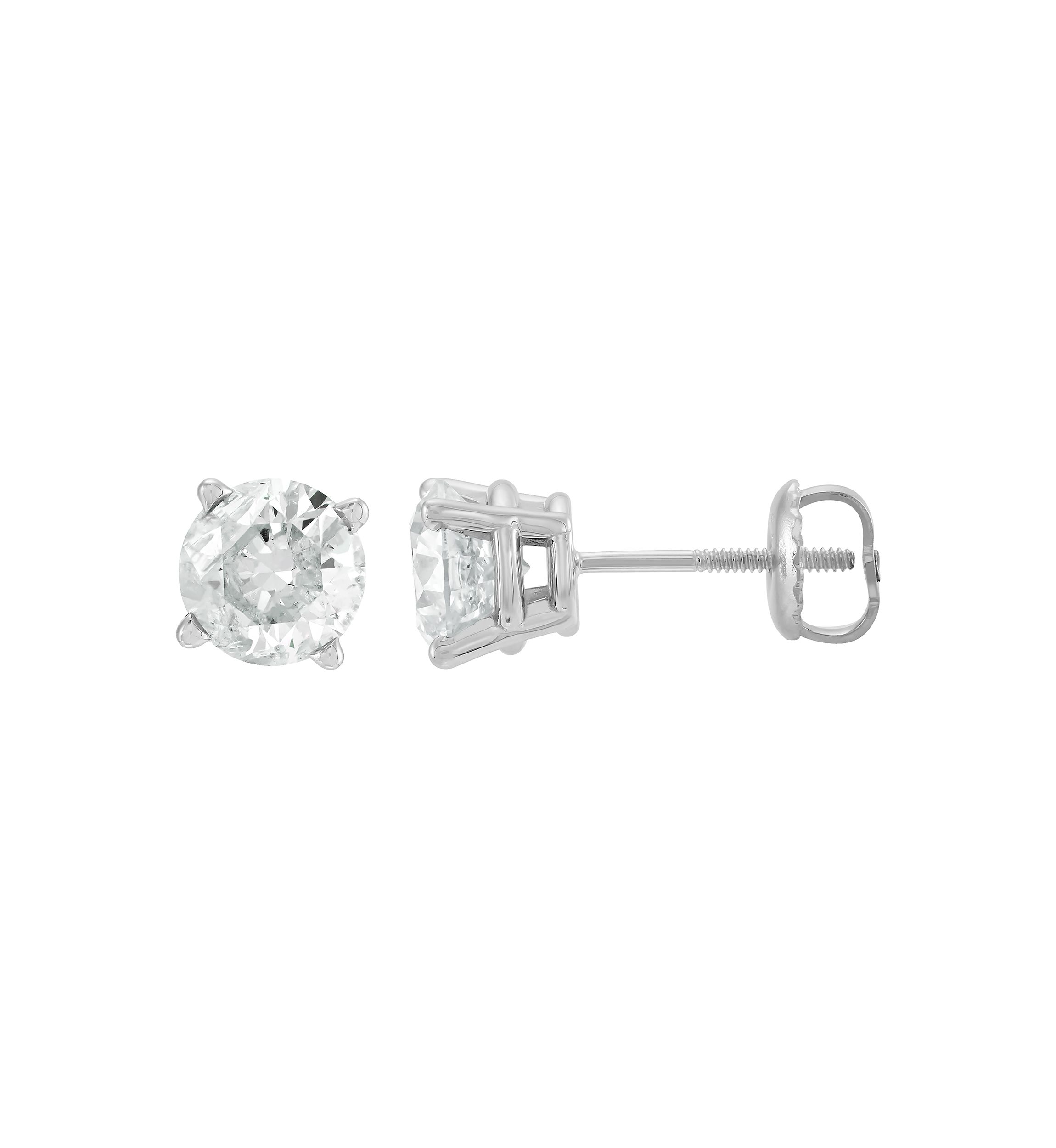 2 ct. t.w. Diamond Solitaire Earrings in 14k White Gold