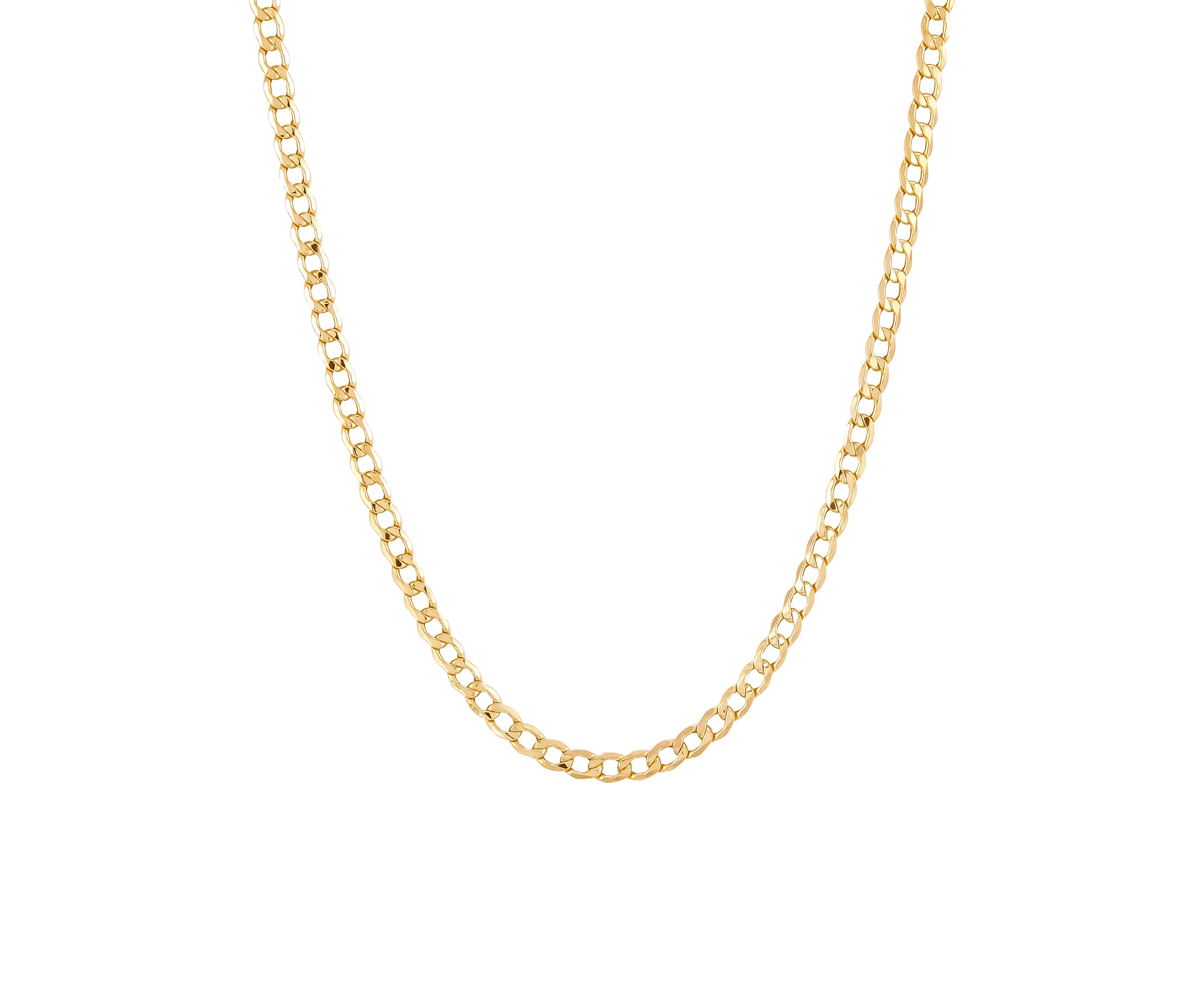Hollow Bevelled Curb Chain in 10K Yellow Gold