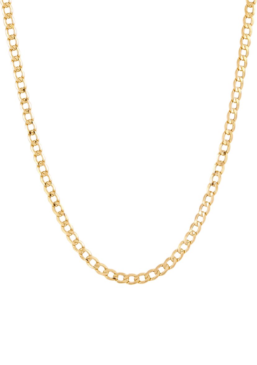 Hollow Bevelled Curb Chain in 10K Yellow Gold