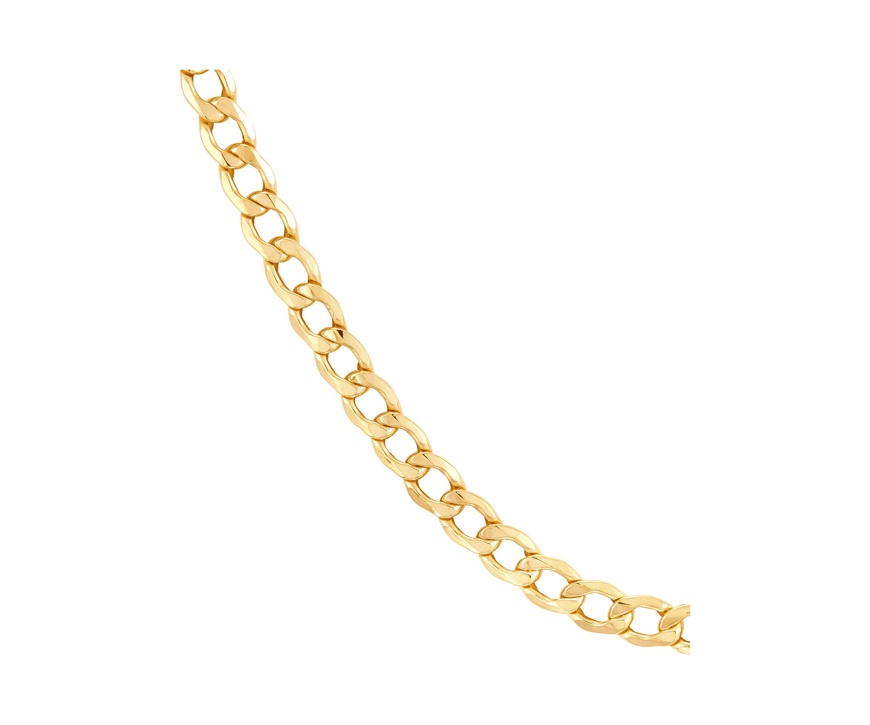 Hollow Bevelled Curb Chain in 10K Yellow Gold