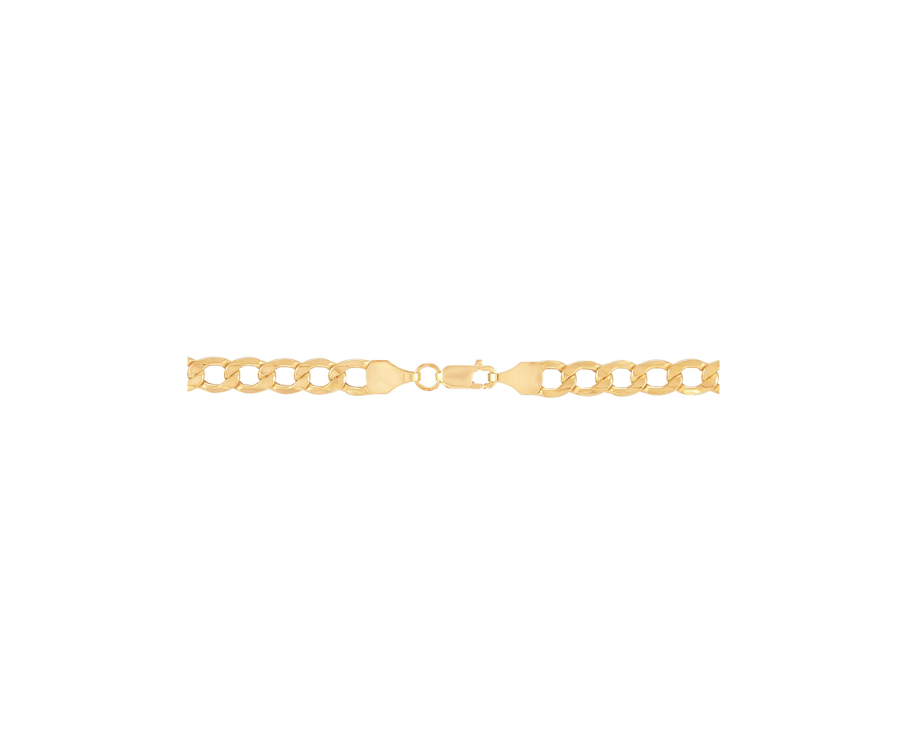 Hollow Bevelled Curb Chain in 10K Yellow Gold