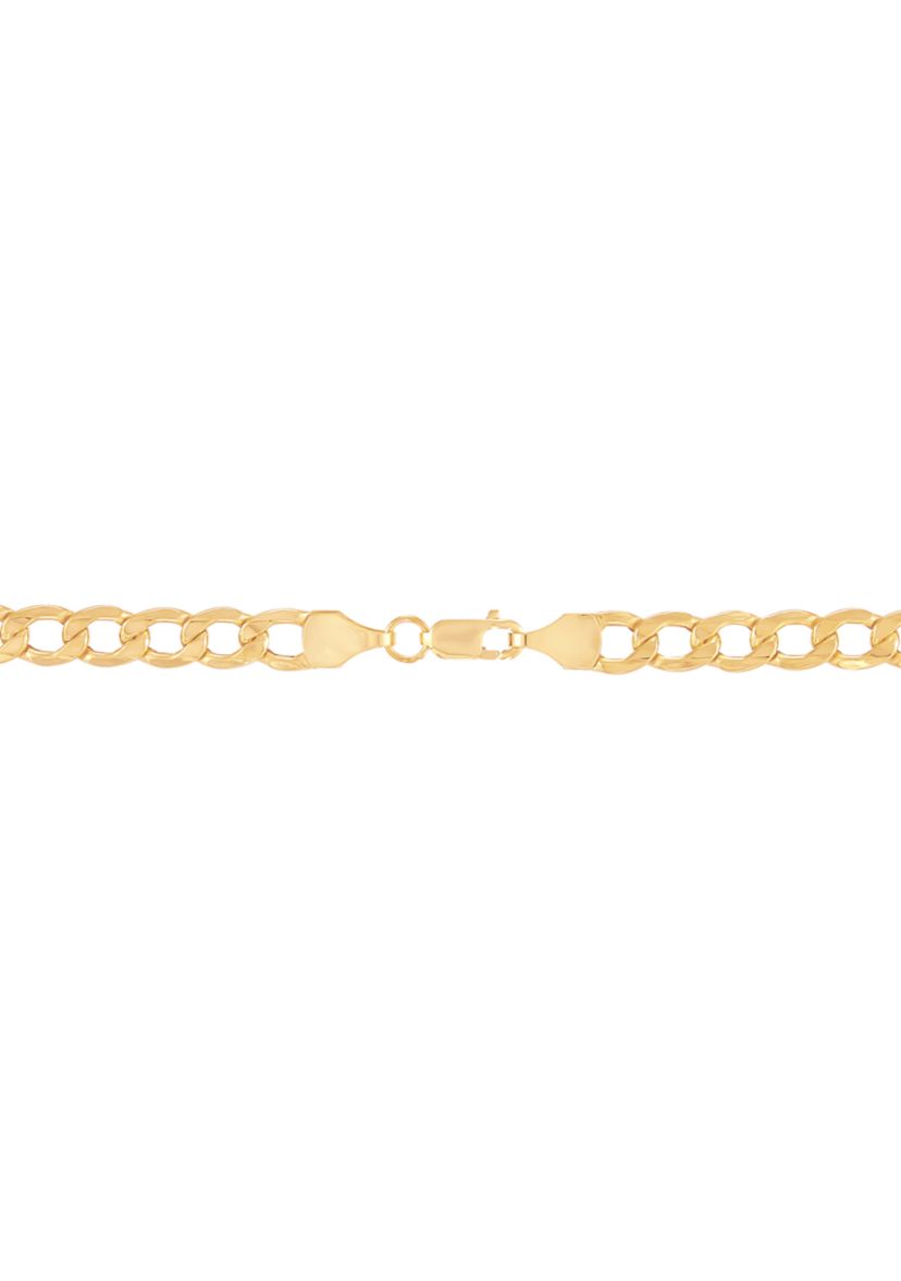 Hollow Bevelled Curb Chain in 10K Yellow Gold