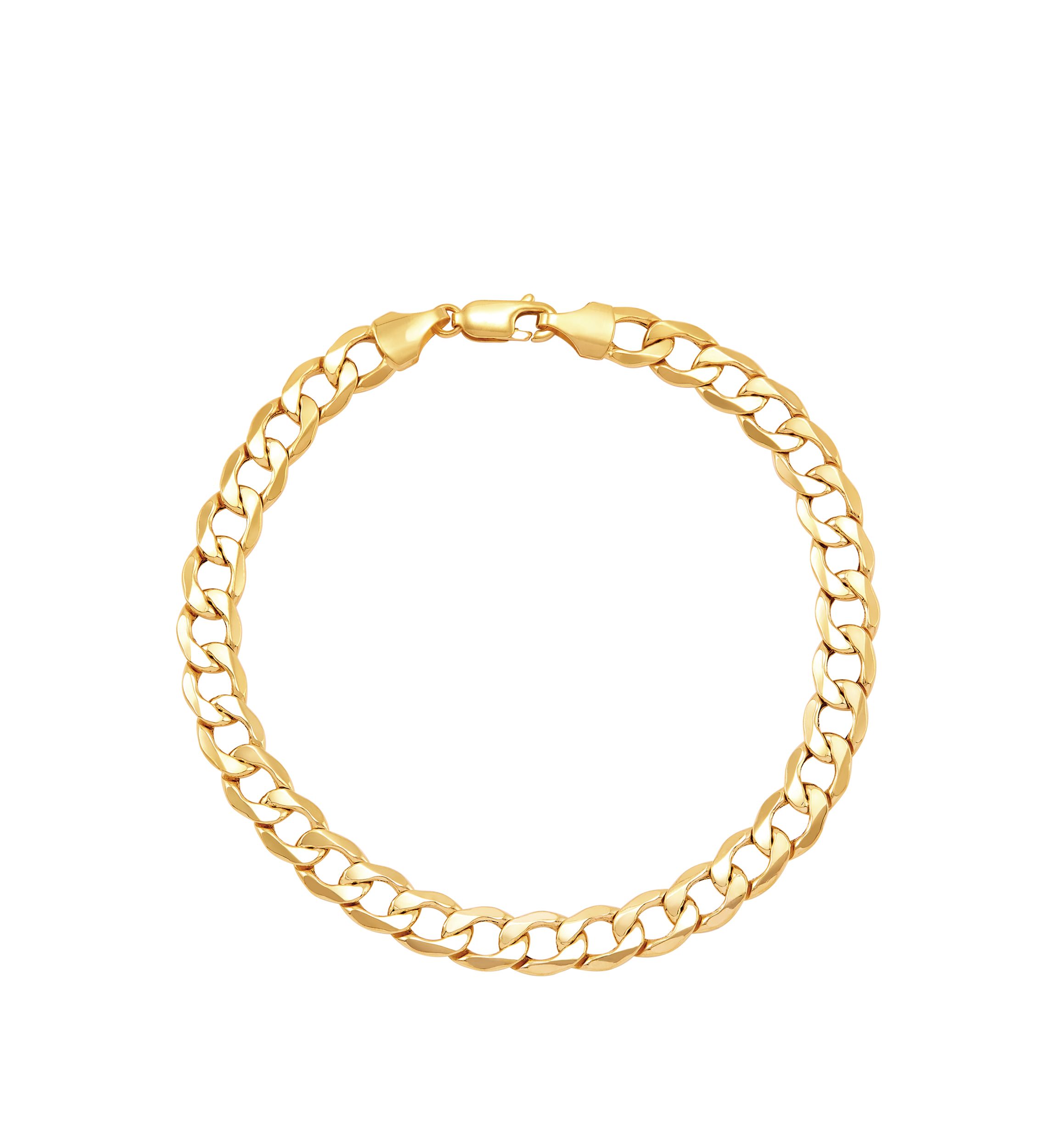 Mens Curb Bracelet in 10k Yellow Gold