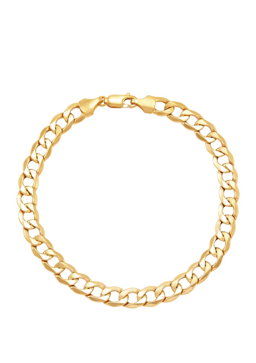 Mens Curb Bracelet in 10k Yellow Gold