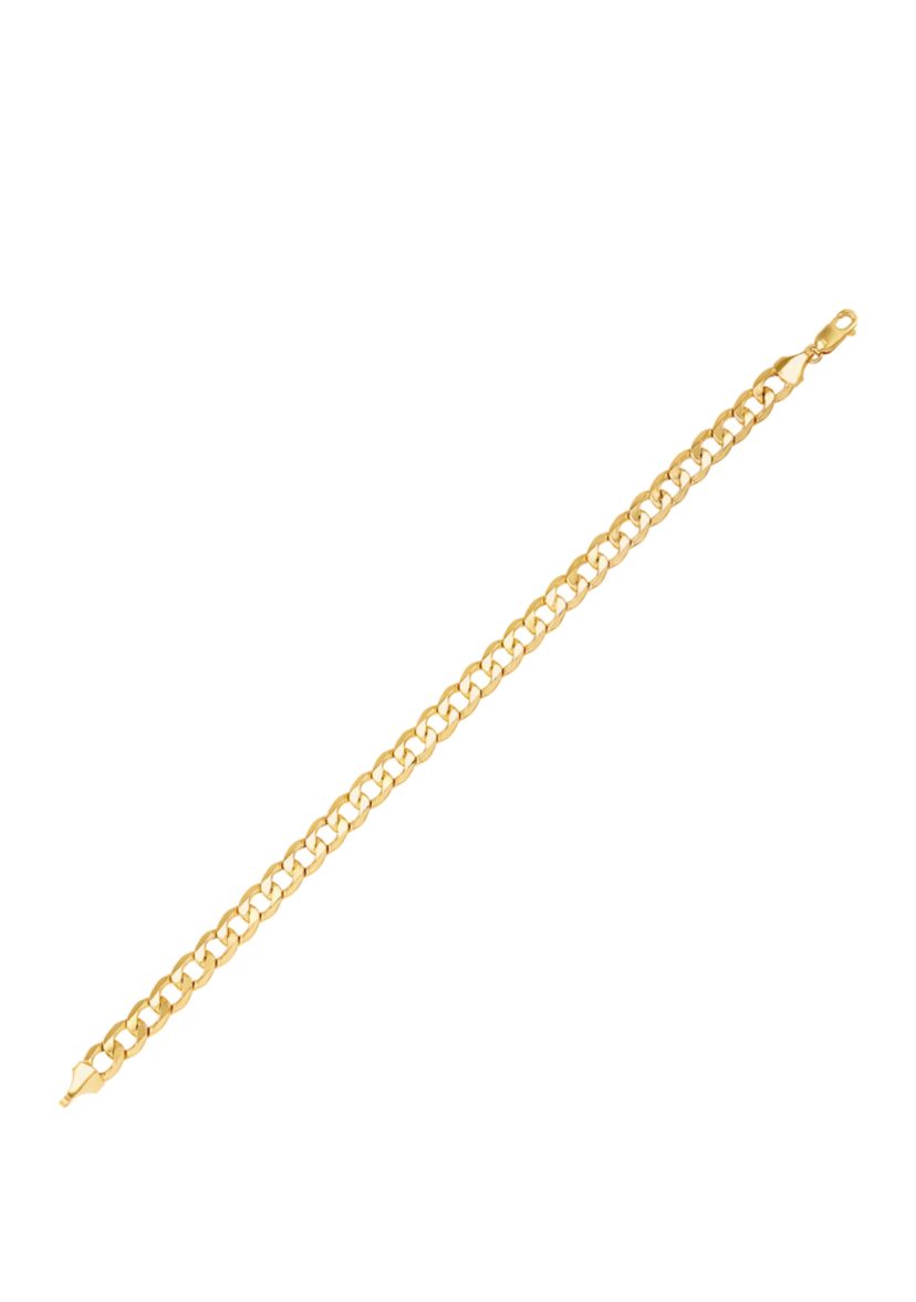 Mens Curb Bracelet in 10k Yellow Gold