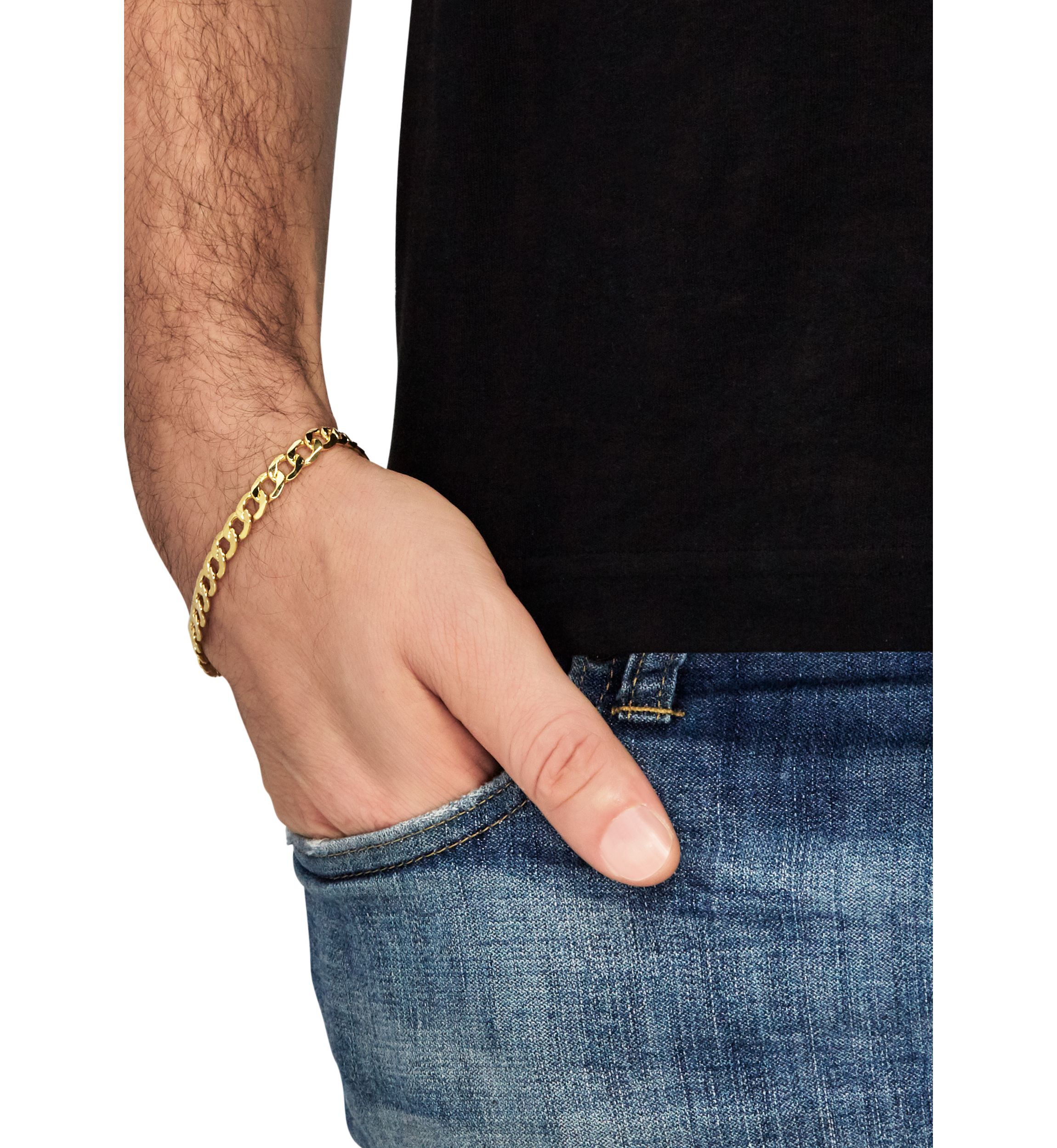 Mens Curb Bracelet in 10k Yellow Gold