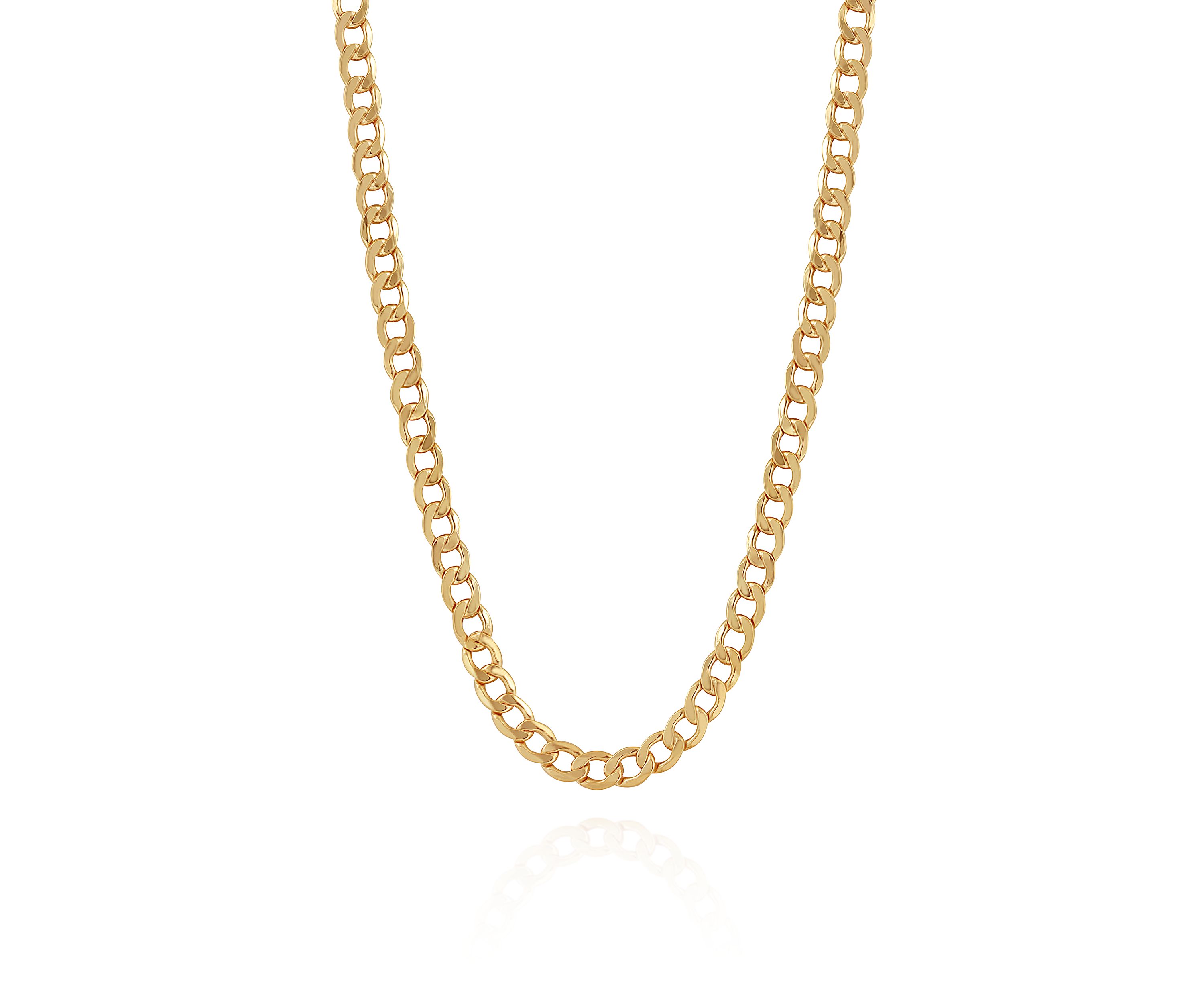 Bevelled Curb Chain Necklace in 10k Yellow Gold