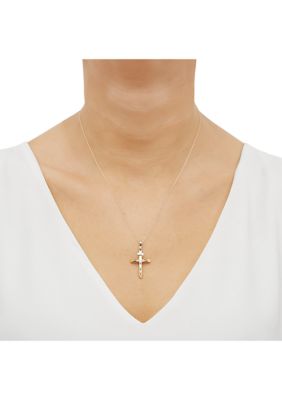 Tube Crucifix and Cross Pendant in 14K Yellow Gold
