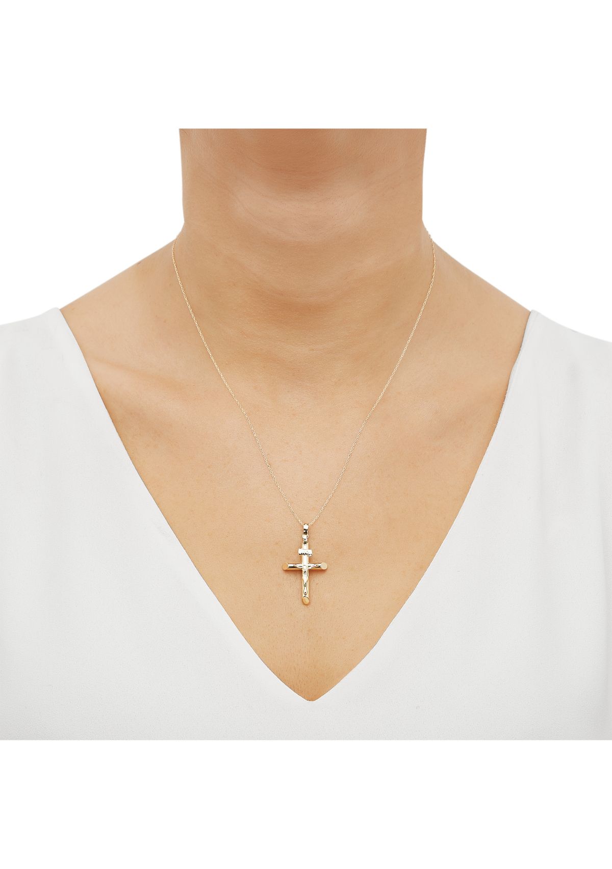 Tube Crucifix and Cross Pendant in 14K Yellow Gold
