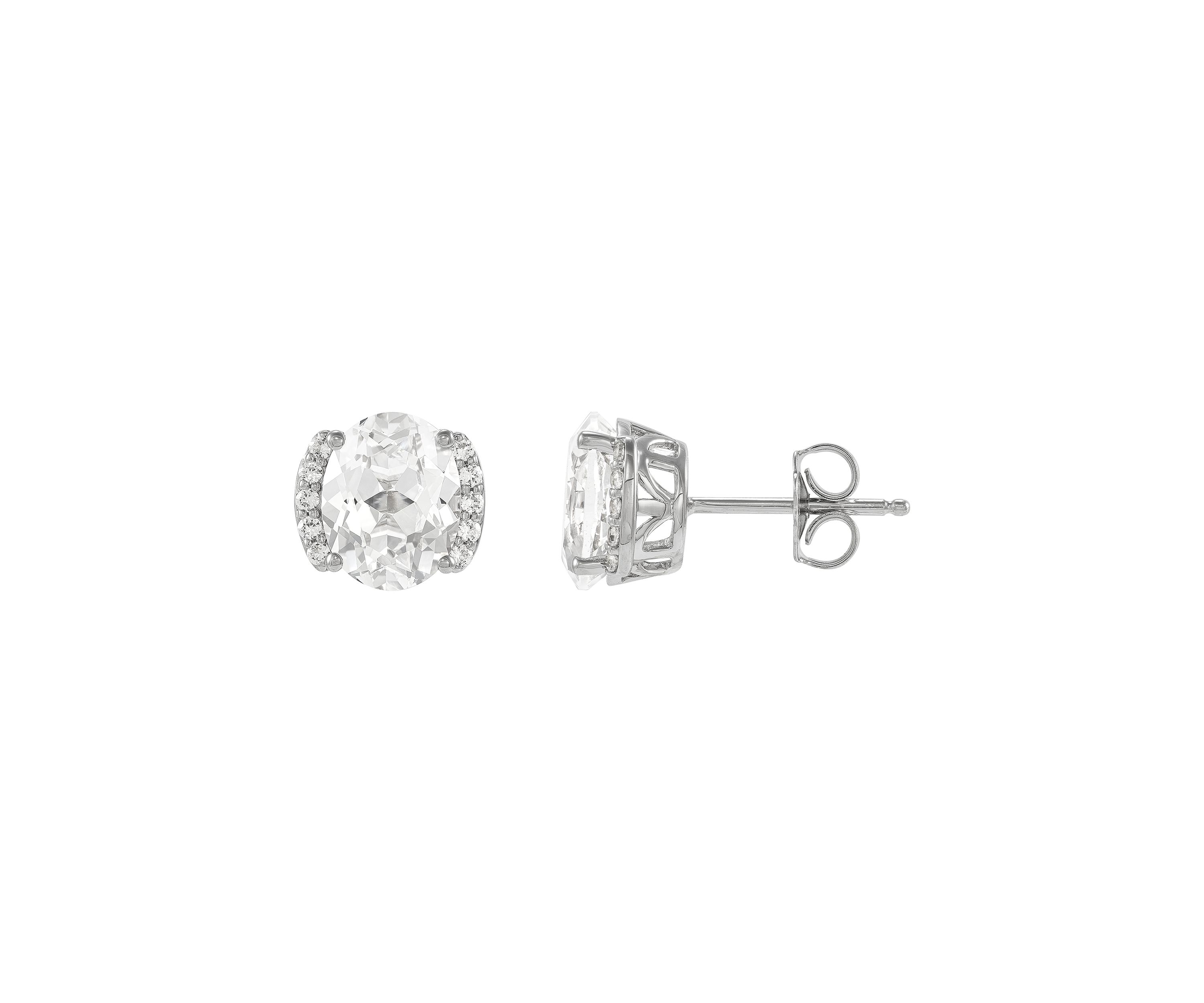 Lab Grown White Sapphire Pendant with 18" Cable Chain and Stud Earrings Set in Sterling Silver