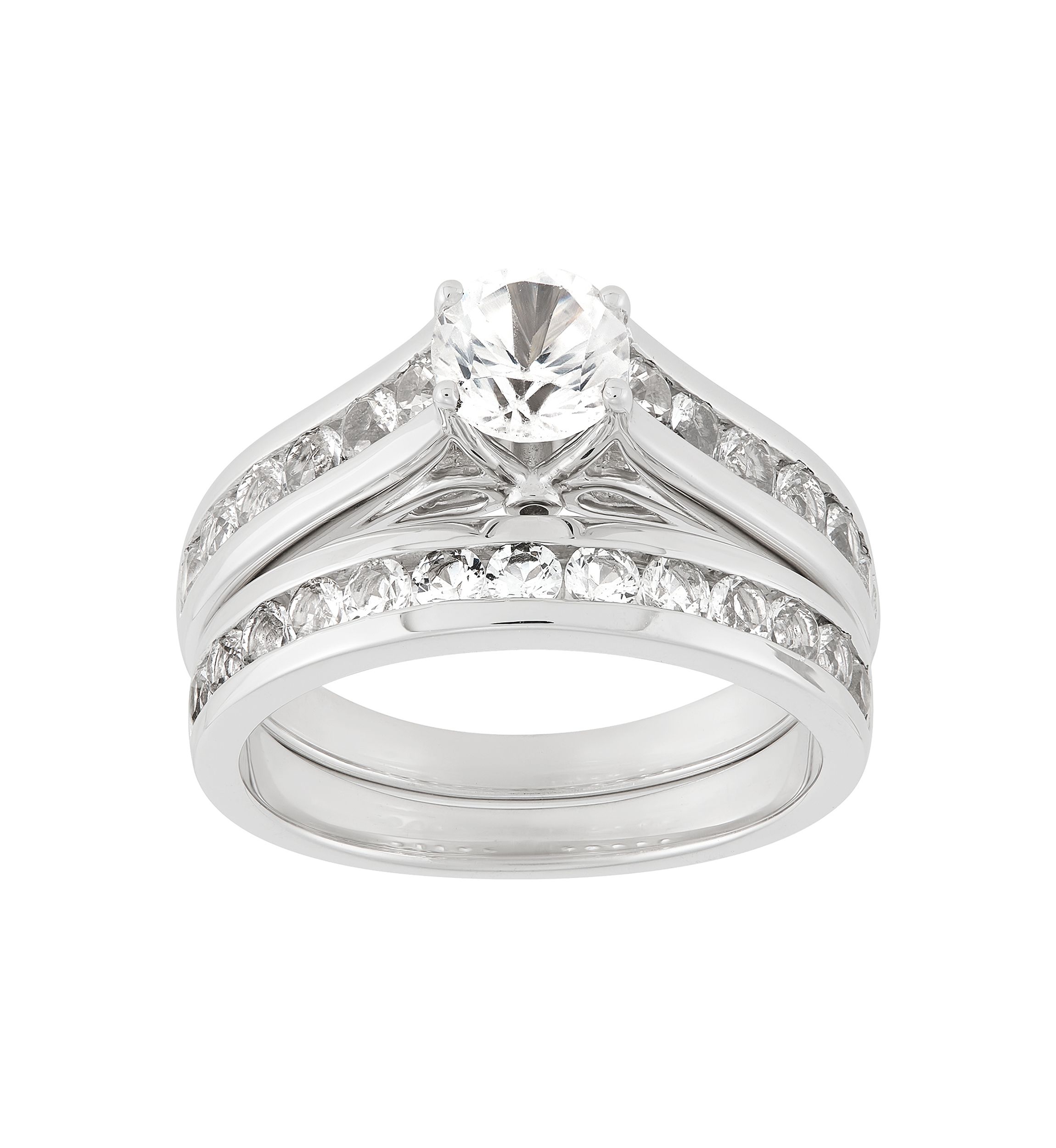 Lab Grown White Sapphire Ring Set in Sterling Silver