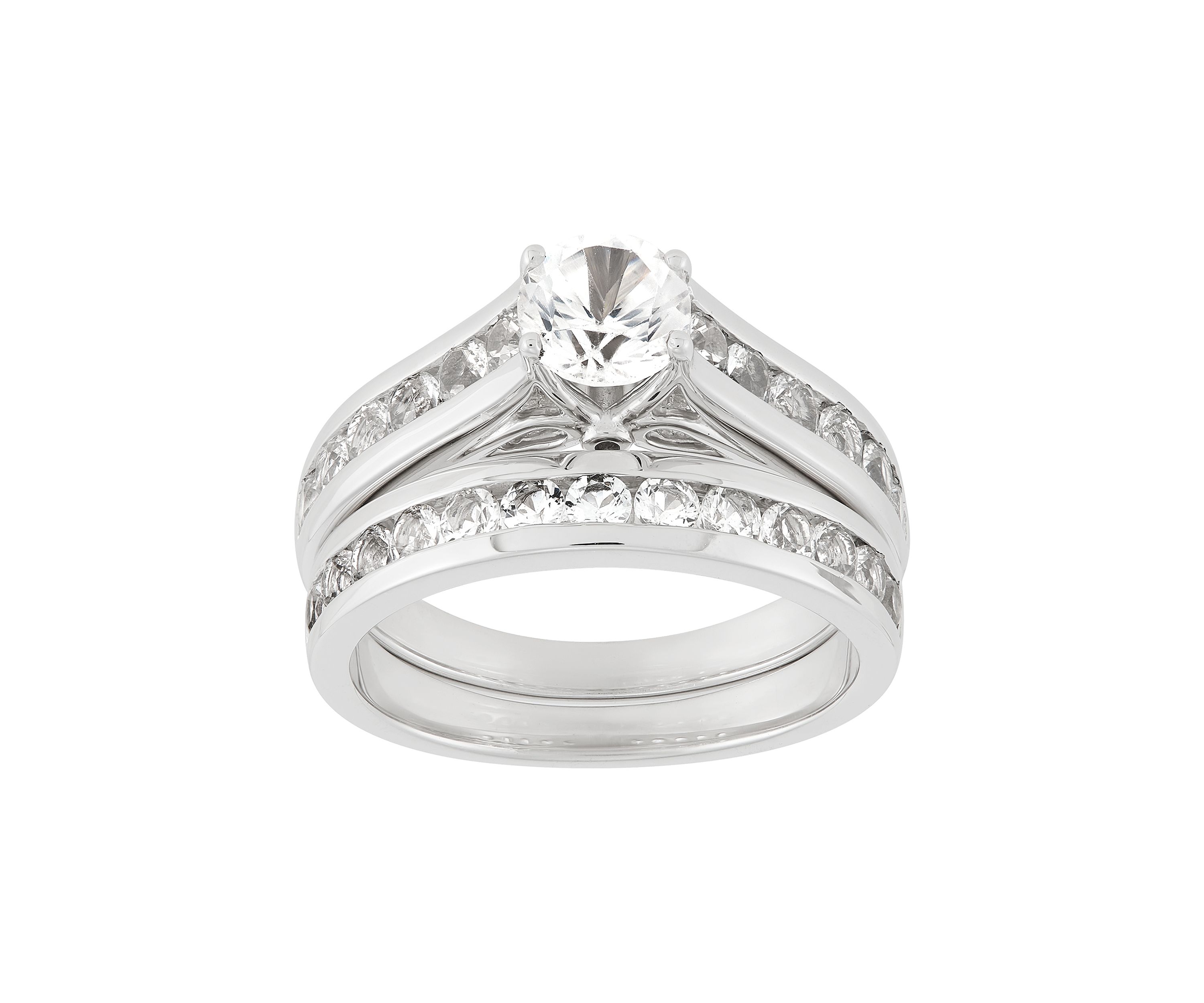 Lab Grown White Sapphire Ring Set in Sterling Silver